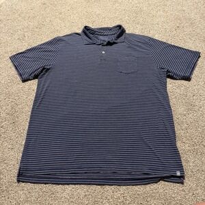 Peter Millar Men's Striped Polo Shirt Blue Short Sleeve Performance Golf SZ XL
